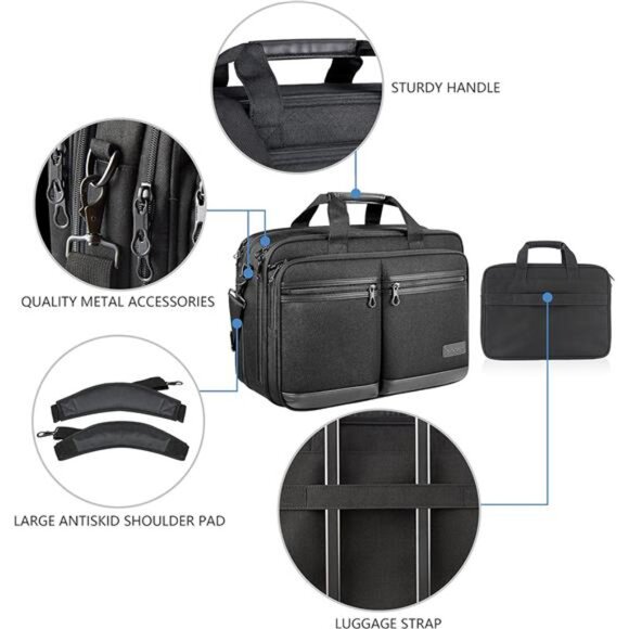 Laptop Bag Stylish Laptop Briefcase Water-Repellent Shoulder Messenger Bag - Picture 5 of 7